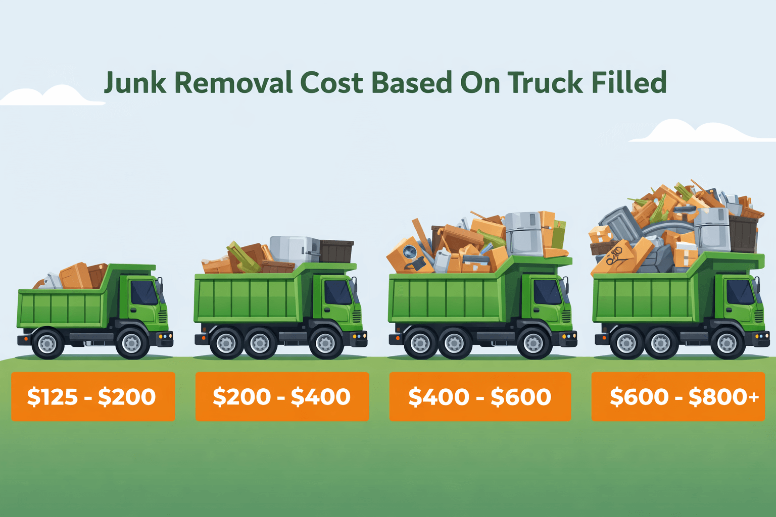 Junk Removal cost based on load volume