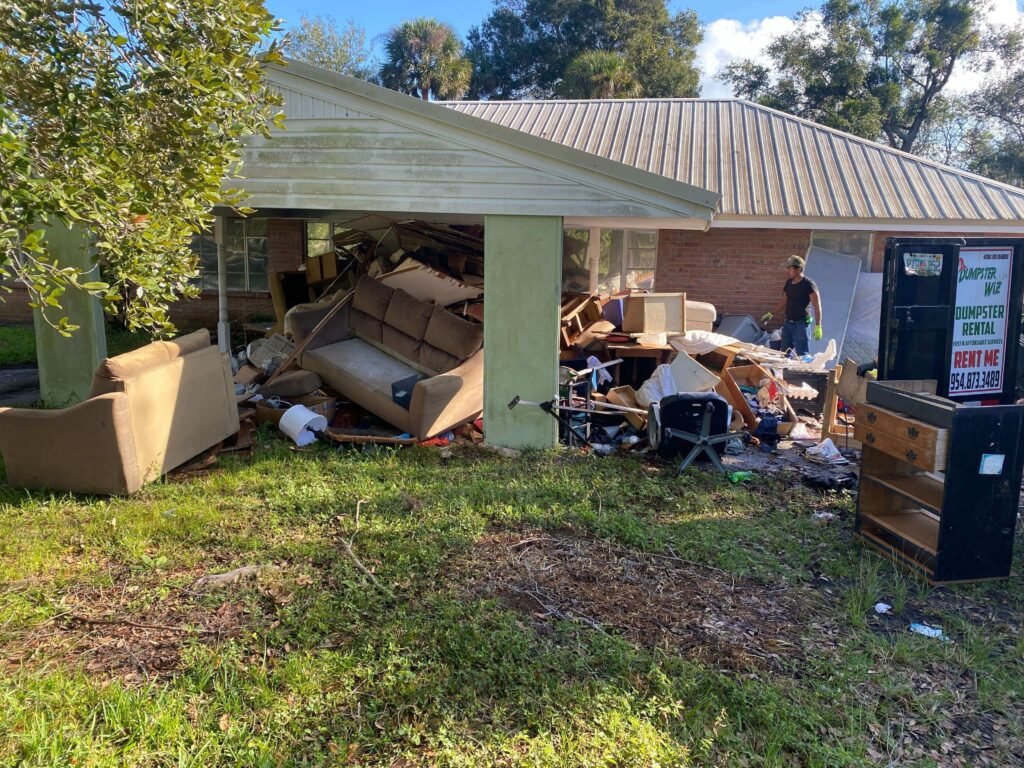 damages furniture placed outside for storm damage cleanup
