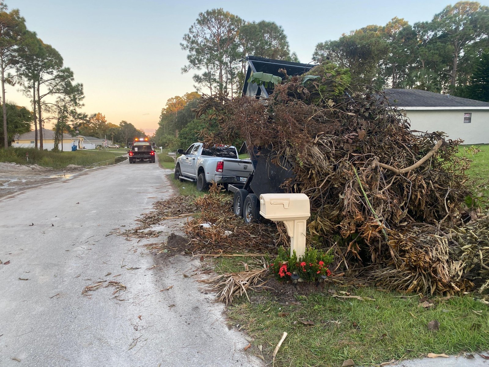 dumpster placed in a driveway during a cleanout project