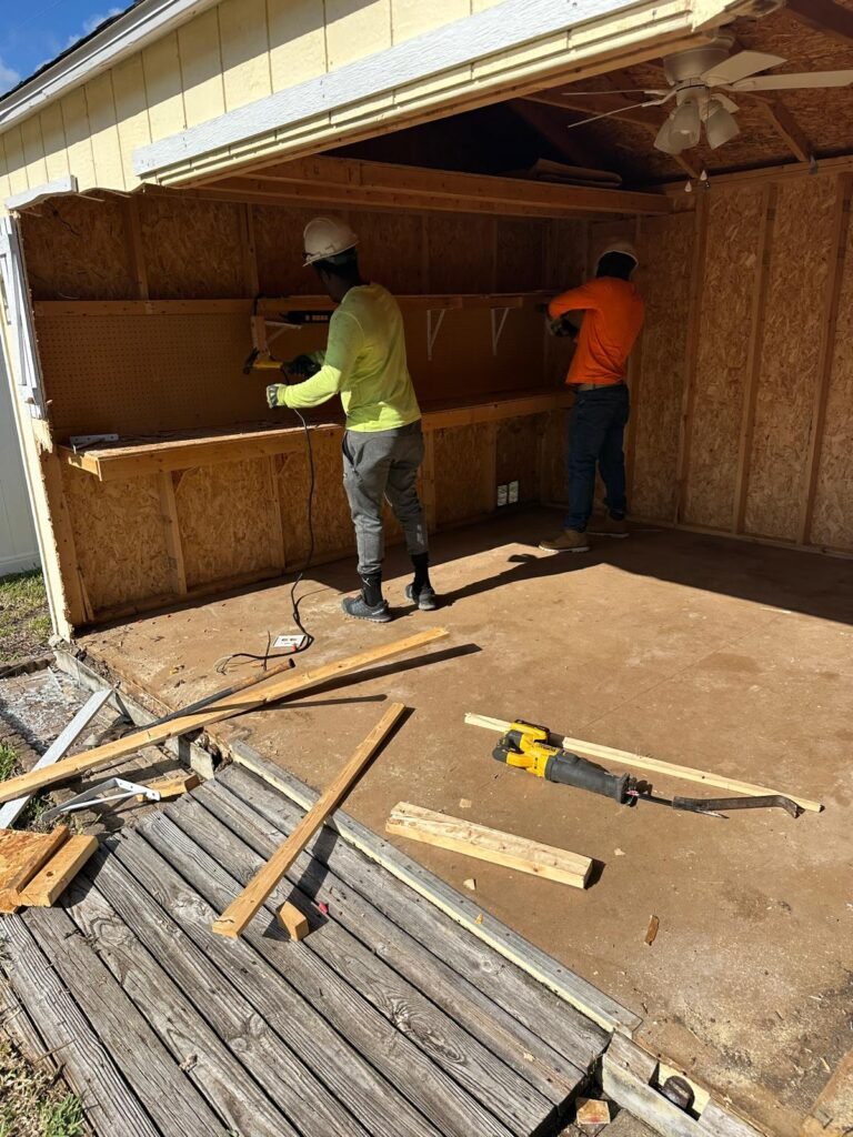 crew performing interior demolition during mobile home removal in Brevard County FL