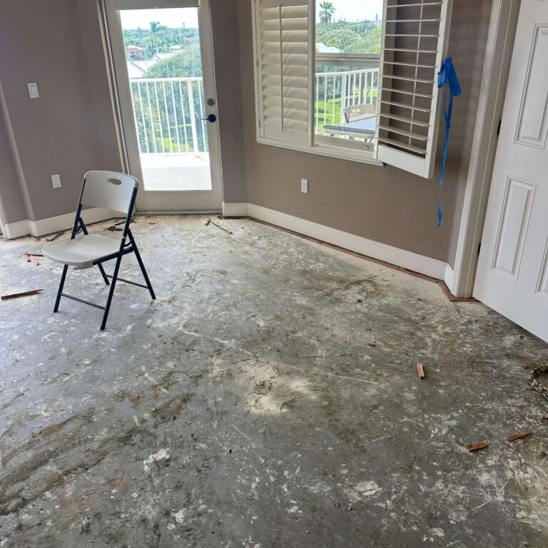 Cleared hallway following interior demolition work