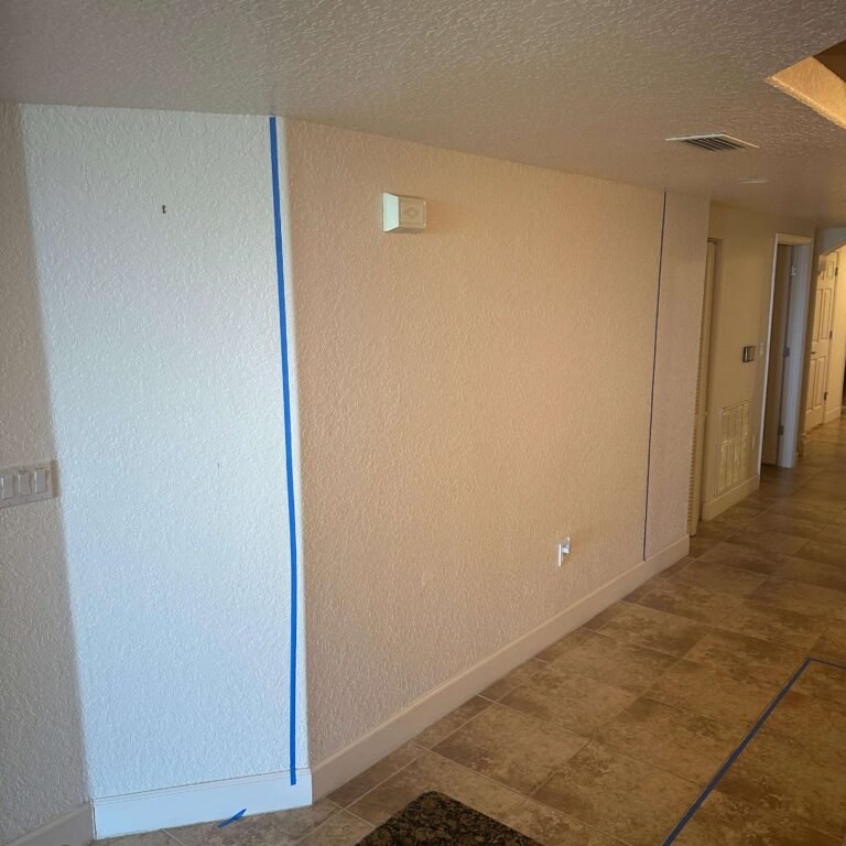 Interior wall marked and prepared for renovation