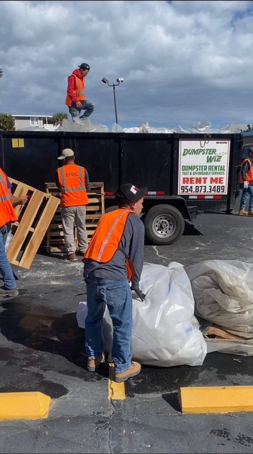 Waste being carefully packed and hauled in a systematic way